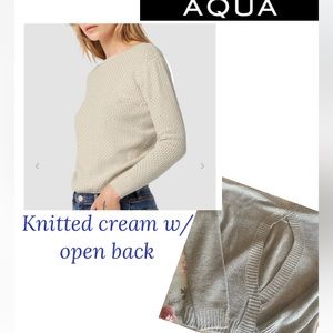 Aqua Knotted /knitted Cream Sweater with fun open back size M